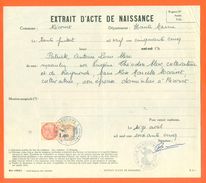 52 Récourt - Généalogie - Extrait Acte De Naissance En 1955 - Timbre Fiscal - VPAN 3 - Naissance & Baptême