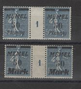 Memel _  2-  Millésimes 50c Semeuse  Surcharges Mark /Pfenning  (1921 ) N°94 /54 - Ungebraucht