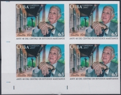 Delcampe - 2017.46 CUBA 2017 MNH. PROOF IMPERFORATE. 65c. 40 ANIV CENTRO ESTUDIOS MARTIANOS JOSE MARTI CINTIO VITIER - Imperforates, Proofs & Errors