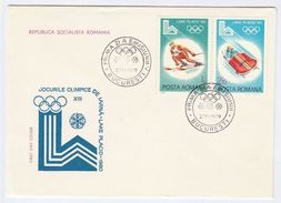 1979 ROMANIA FDC Olympics SKIING BOBSLEIGH  Ski Winter Olympic Games Sport Cover Stamps - Hiver 1980: Lake Placid