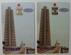 CUBA - 2 Chip Cards - ETECSA - Normal And Inverted Reverse - 10USD - Very Fine Used - Cuba