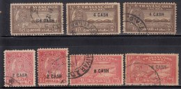 3v Perf., / Shade Varities, Surcharge Issue Of Travancore, 1943 Used, British India State - Cochin