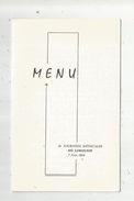 Menu , 4 Pages ,2 Scans , 6 E Journées Médicales DU LIMOUSIN , 7 Juin 1964 - Menu