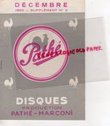 75- PARIS- DEPLIANT PUBLICITAIRE DISQUES PATHE MARCONI-DECEMBRE 1950-IMPRIMERIE JOLY-15 RUE BOUCHARDON-RADIO TSF - Reclame