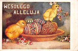¤¤  -  POLOGNE   -   Carte D'Illustrateur  -  " Wesolego Alleluja "   -  Oeufs De Pâques , Poussins   -  ¤¤ - Pologne