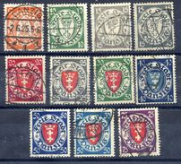 DANZIG 1924 Arms Definitive Set Of 9 Plus Shades Of 15 And 50 Pf. Used.  Michel 193-201 + 195xa, 200yb  €73 - Used