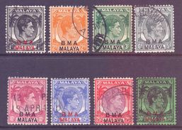 Malaya BMA British Military Administration 1945 Range 1c - 50c Used - Malaya (British Military Administration)