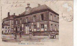 08. LE CHESNE . HOTEL DE VILLE ET MAISON D'ECOLE . ANIMEE . Editeur A. BERGERET - Le Chesne