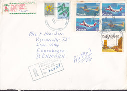 Canada Air Mail Registered Recommandé DON MILLS, ONTARIO 1981 Cover Brief VALBY Denmark 4-Block Aeroplanes Flugzeuge - Lettres & Documents