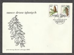 POLAND FDC 1991 CONES PINE TREES SILVER FIR ABIES ALBA WEYMOUTH PINE PINUS STROBUS - Autres & Non Classés