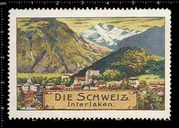 German Poster Stamp, Reklamemarke, Vignette Die Schweiz, Switzerland, Sights, Interlaken Town, Stadt - Erinnofilia