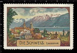 German Poster Stamp, Reklamemarke, Vignette Die Schweiz, Switzerland, Sights, Lausanne Town, Stadt - Erinnofilia