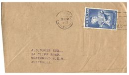(225) New Zealand To Australia Cover - 1963 - Health Stamp  + Label At Back Of Cover - Lettres & Documents