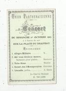 Programme Concert Du 1 Er Octobre 1905 , UNION PARTHENAISIENNE , Chef De Musique : E. Nicaise - Programma's