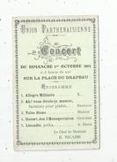 Programme Concert Du 1 Er Octobre 1905 , UNION PARTHENAISIENNE , Chef De Musique : E. Nicaise - Programmi