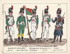 Planche Aquarellee Grenadiers Chasseurs Carabiniers  De La Garde Royale Italienne - Uniforms