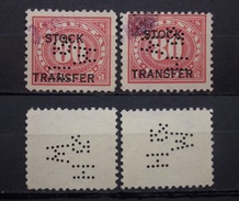 USA 80 Cents Stock Transfer 1936 Perfins Gestempelt Seltene !   (R181) - Perforados