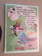 NUTELLA CUBITUS ROBIN DUBOIS BENJAMIN   -  Pour  Collectionneurs ... PUBLICITE  Page De Revue Des Années 70 Plastifiée P - Nutella