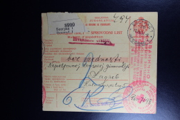 Yugoslavia :  Pakket Karte 1937 Beograd 8990 Zu Zagreb - Briefe U. Dokumente