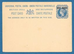 POST CARD POSTAL STATIONERY BRITISH INDIA ZANZIBAR 1895/1896 ONE ANNA ON 1 AND HALF ANNA - Zanzibar (...-1963)