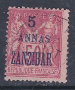 Zanzibar N° 28 O : 5 Annas  Sur 50 C. Rose Type II Oblitération Légère Sinon TB - Usati