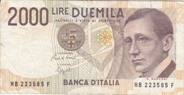 BILLETE DE ITALIA DE 2000 LIRAS DEL AÑO 1990  MARCONI  (BANKNOTE) - 2000 Lire