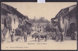 Genève Canton - Hermance : Rue Du Nord Vers 1908, Gens Et Bête, Café De La Croix Fédérale (14'610) - Hermance