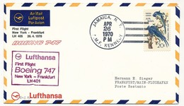 ETATS UNIS - Enveloppe Premier Vol Lufthansa LH401 - New-York =>Francfort - 1970 - 3c. 1961-... Covers