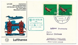 ALLEMAGNE BERLIN - Enveloppe Premier Vol Lufthansa LH 102 - NUREMBERG => COLOGNE Et Retour - 1965 - Other & Unclassified