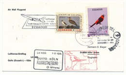 EQUATEUR - Enveloppe Premier Vol Lufthansa LH 489 - QUITO => COLOGNE 1974 - Equateur