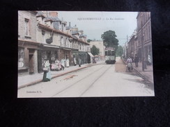 TIRAGE ORIGINAL Equeurdreville .Rue Gambetta. Le Tramway.Pub Bénédictine. Marchand De Tabac.Belles Couleurs " Pastel " . - Equeurdreville