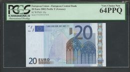 Greece  "Y"  20 EURO PCGS 64 PPQ (Perfect Papere Quality) VERY CHOICE UNC! TRICHET Signature Printer N003D2!! - 20 Euro