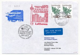 DANEMARK - Enveloppe Vol Lufthansa LH 8612 Boeing 747F - Francfort => Calgary - 2001 - Luftpost
