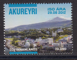 Iceland 2012 MNH Scott #1269 Akureyri 150 Years - No Period After '08' - Nuevos