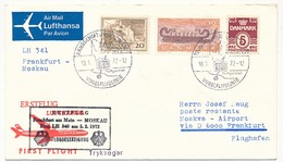 DANEMARK - Enveloppe Premier Vol Lufthansa -Francfort => Moscou 1972 - Airmail