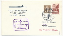 DANEMARK - Enveloppe Premier Vol Par Caravelle Francfort => Nice => Palma - 1/4/1984 - Airmail