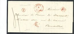 L Càd LEUZE/1842 + Boîte Rurale P En Rouge   De THUMAIDE Pour Bruxelles - 1830-1849 (Independent Belgium)