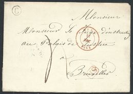L Càd MONS/1845 + Boîte Rurale C De FLENU Pour Bruxelles - 1830-1849 (Independent Belgium)