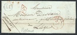 L Du Père Supérieur Càd NAMUR/1847 + PP + Boîte Rurale AL Du Pensionnat De Malonne Pour Liège - 1830-1849 (Belgique Indépendante)