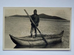 BOLIVIA LAGO TITICACA  Fisherman Boat Old Postcard  Indios - Bolivië