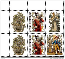 Czech Republic - 2015 - Postal Services In Historic Murals - Mint Stamp Block With 3 Personalized Coupons - Unused Stamps