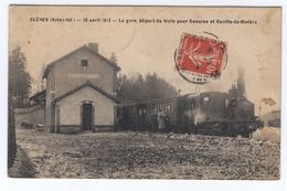 CLERES 30 Avril 1913 La Gare, Départ Du Train Pour Gueures Et Ouville-la-Rivière - Clères