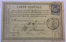 CARTE PRÉCURSEUR De LAGNIEU Pour ROUEN Affranchissement Type Sage Novembre 1876 - Precursor Cards