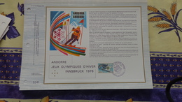 Andorra. Feuillet CEF Jeux Olympiques Innsbruck 1976 - Covers & Documents