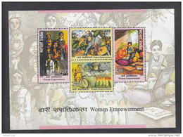 INDIA 2015, Women Empowerment, L'Autonomisation Des Femmes, Women Activities, Miniature Sheet, MNH(**). - Neufs