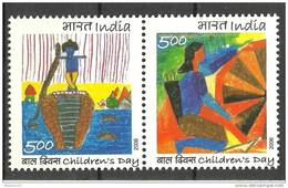 INDIA, 2006, National Children's Day, Childrens Day, Setenant Pair 2v. Art, Painting, Reptile,MNH, (**) - Unused Stamps