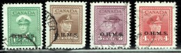 War Issue OHMS Overprint  George VI Sc O1-4  Used - Sovraccarichi