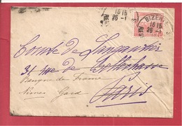 Y&T N°32 BIZERTE     Vers    FRANCE  1913  2 SCANS - Covers & Documents