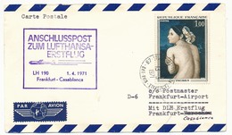 FRANCE - Carte - Premier Vol FRANCFORT => CASABLANCA / Lufthansa LH 190 - 1971 - Primeros Vuelos
