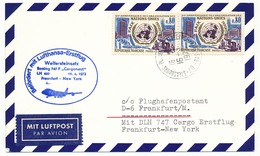 FRANCE - Carte - Premier Vol FRANCFORT => NEW YORK / Boeing 747F Cargonaut - 1972 - Eerste Vluchten